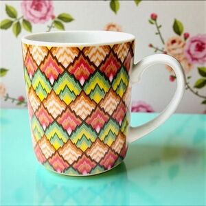 Vintage Smithsonian Mug "Flamestitch Needlepoint Design"